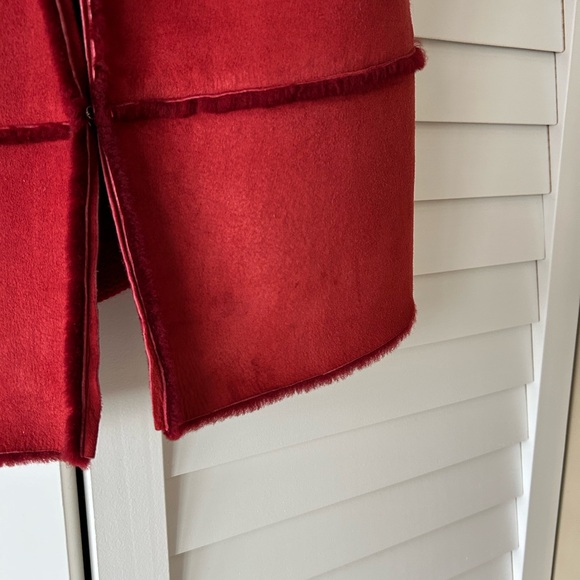 LUXE Brunello Cucinelli Shearling/Cashmere Cherry Red Vest Small Womens Suede - Picture 6 of 13